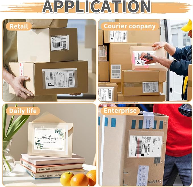 6" x 9" Shipping Label Sleeves Plastic Envelopes Self-Adhesive Top Loading - Image 7