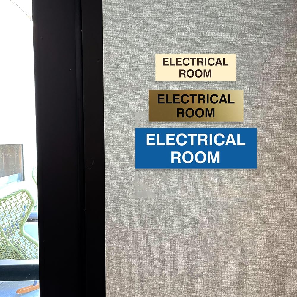 All Quality Basic Electrical Room Sign | Durable Construction | Building Safety - Silver - Medium (10 Pack)