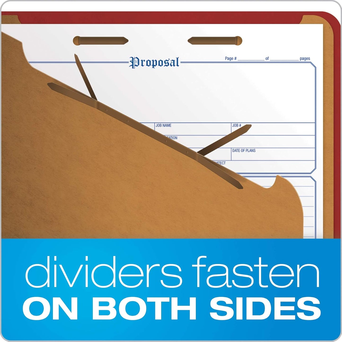 Pendaflex Recycled Classification File Folders, 2 Dividers, 2" Embedded Fasteners, 2/5 Tab Cut, Legal Size, Red, Box of 10 (29075R) | (Pack of 5)
