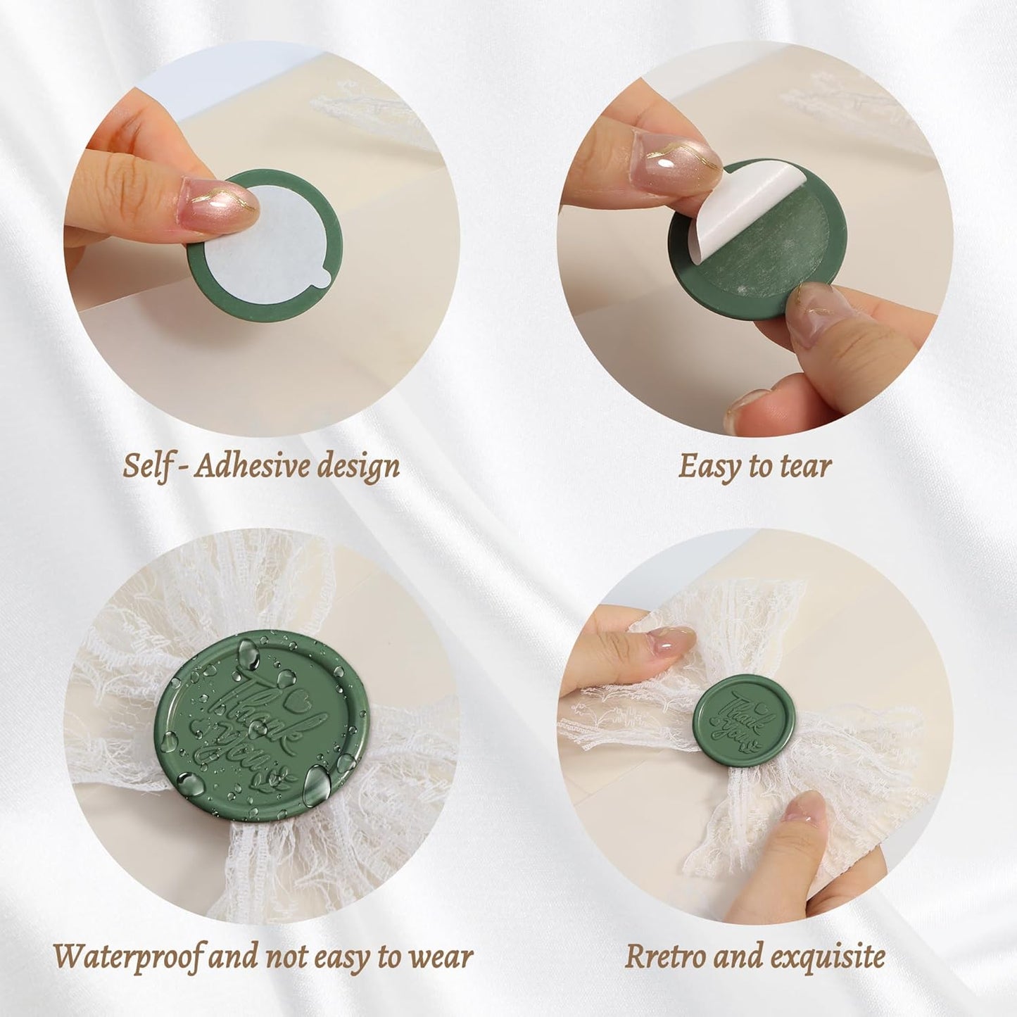 25 Pcs Handmade Wax Seal Stickers, Wedding Invitation Envelope Seal Stickers, Perfect for Invitation, Christmas, Gift Wrapping(Thank You Style, Olive Green Wax)