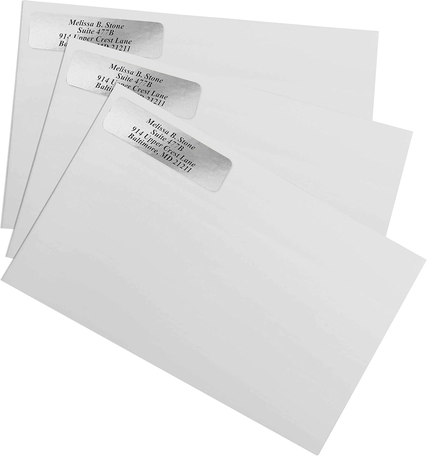 Silver Foil Personalized Return Address Labels with Elegant Dispenser - Roll of 250 Custom Stickers