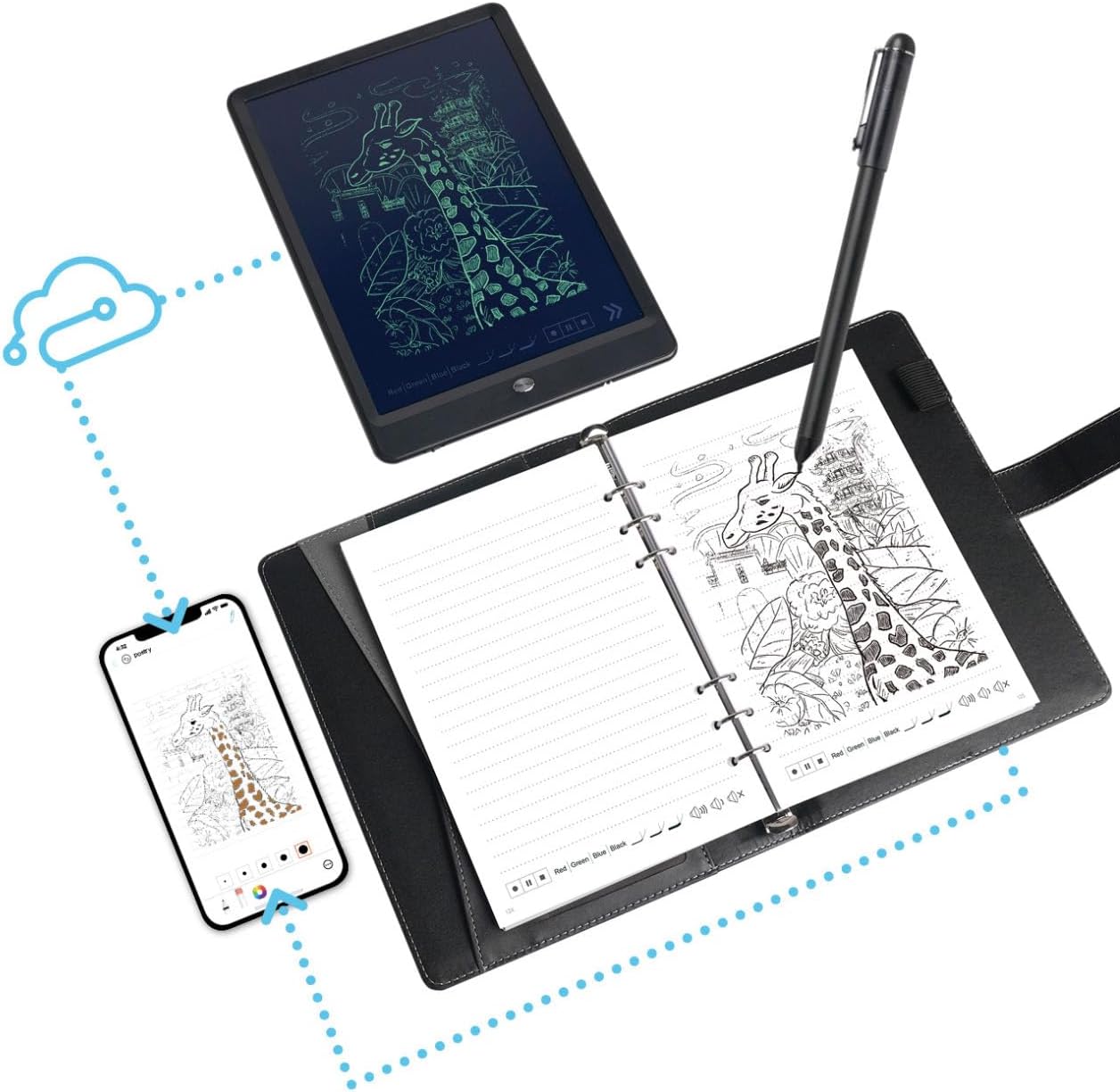 3 in 1 Digital Pen Smart Pen Writing Set, Includes Smartpen, Notebook, Use with Ophaya App for Notes Taking, Recording, Storing