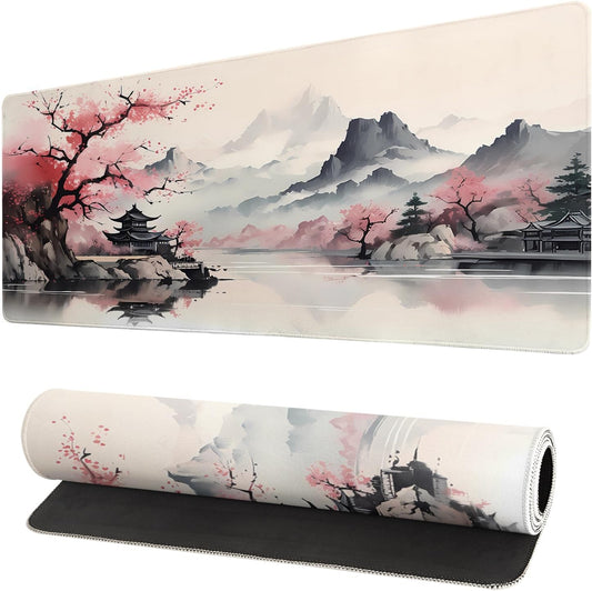 Gaming Mouse Pad Desk Pad,Extended Big Mouse Pad,31.5x11.8 Inch Long Computer Keyboard Mouse Mat Mousepad with 3mm Non-Slip Base and Stitched Edge for Gaming and Office