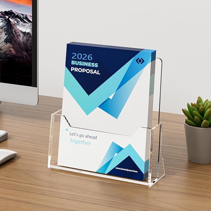 Acrylic Brochure Holder 8.5 x 11 inch 2 Pack, Literature, Desk Holder, - Image 6