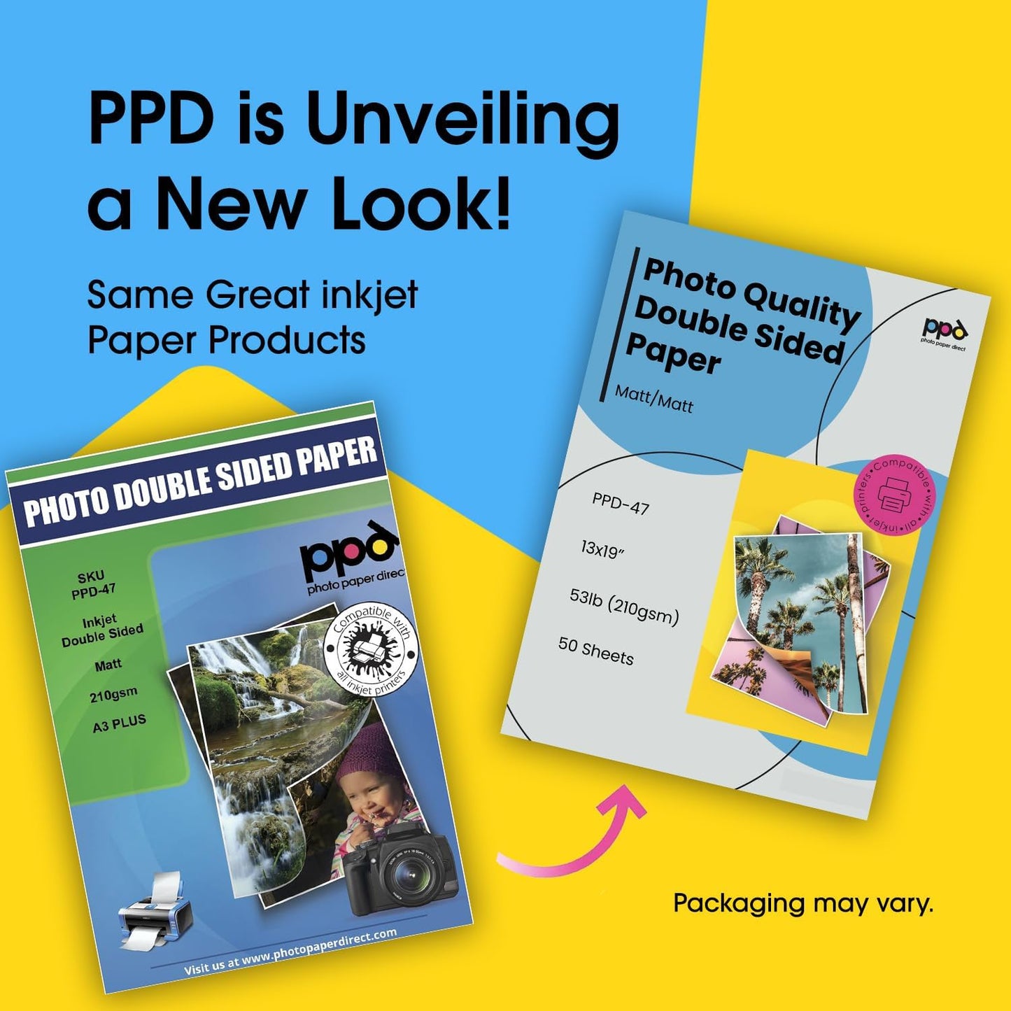 PPD Double Sided Photo Paper, Matte Brochure Paper 13 x 19 for Inkjet Printer, 210 gsm, 9 mil Thick for Magazine, Flyer, Presentation, Program, Instant Dry & Water Resistant (50 Sheets)