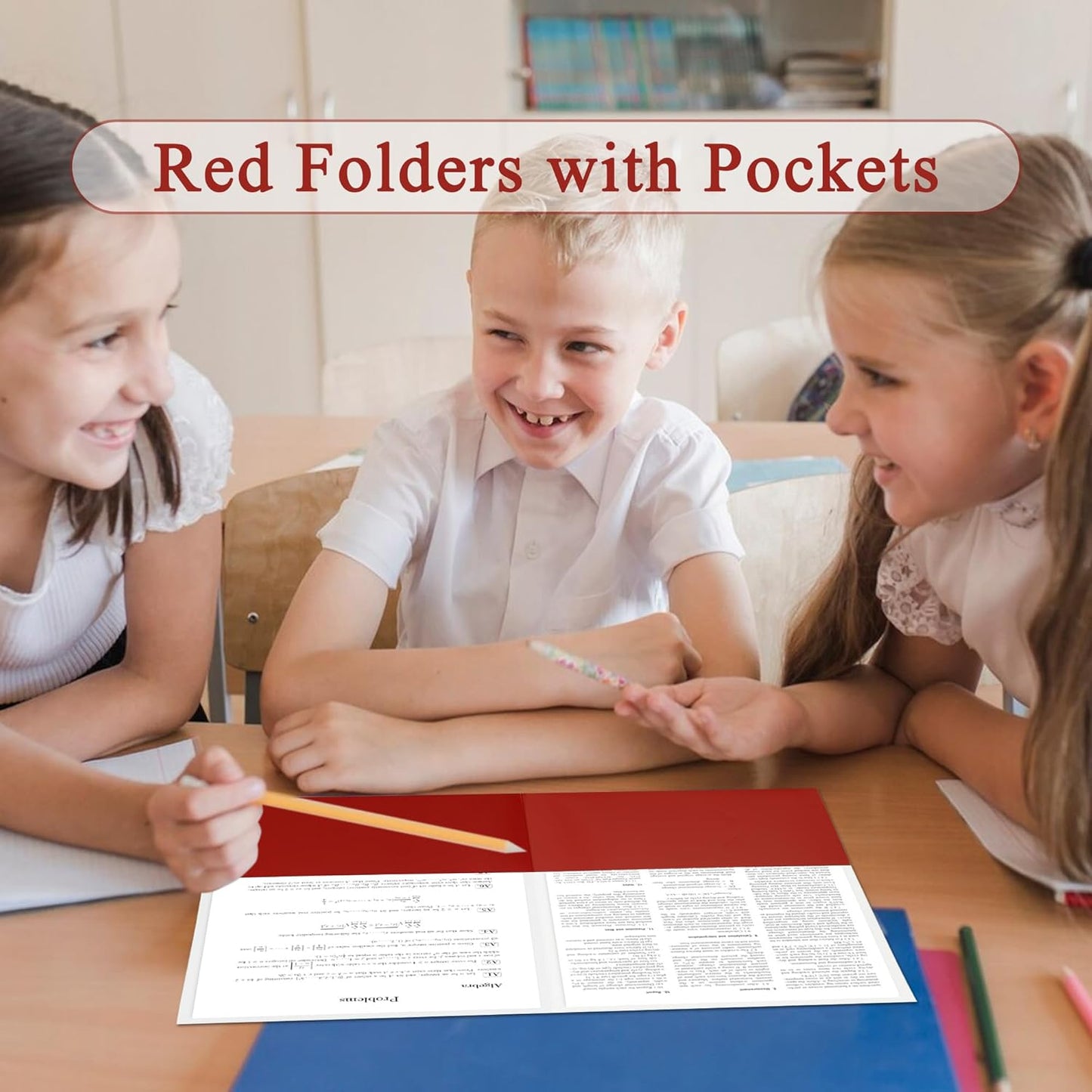 Zzrywuty 25 Packs Paper Folders with Pockets for Students,Businessmen and Office Workers,Letter Size,Two Pocket Folders with Card Slot for Office,Business,School Supplies (Red)