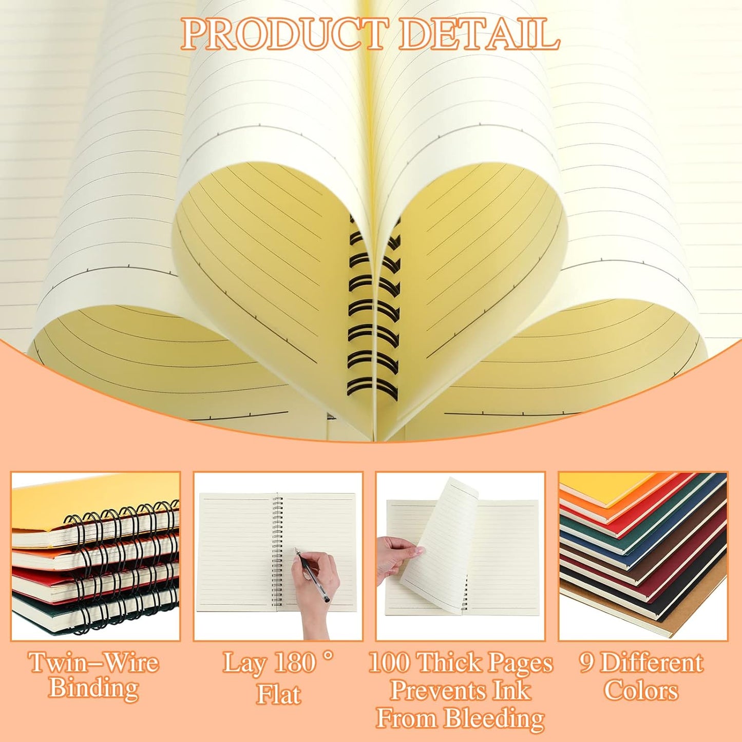 Yahenda Spiral Notebook Bulk A5 Journal Lined 8.3'' x 5.5'' Writing Composition Paper Small Notepad Subject Notebook for Students Office Business Back to School Supplies(Multi Color,18 Pcs)