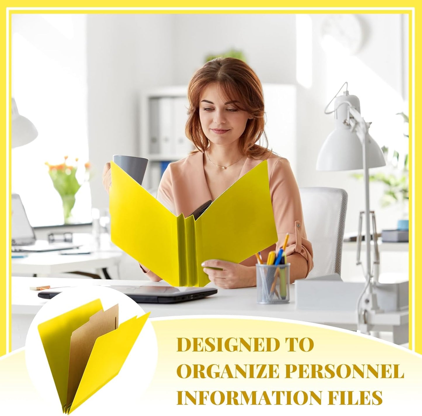 36 Pcs Classification Folders Letter Size, 1 Divider Pressboard File Folder with Fasteners, Expanding File Organizer Bulk for Teachers, Clergy, Office, Church, Christmas Donations (Yellow)