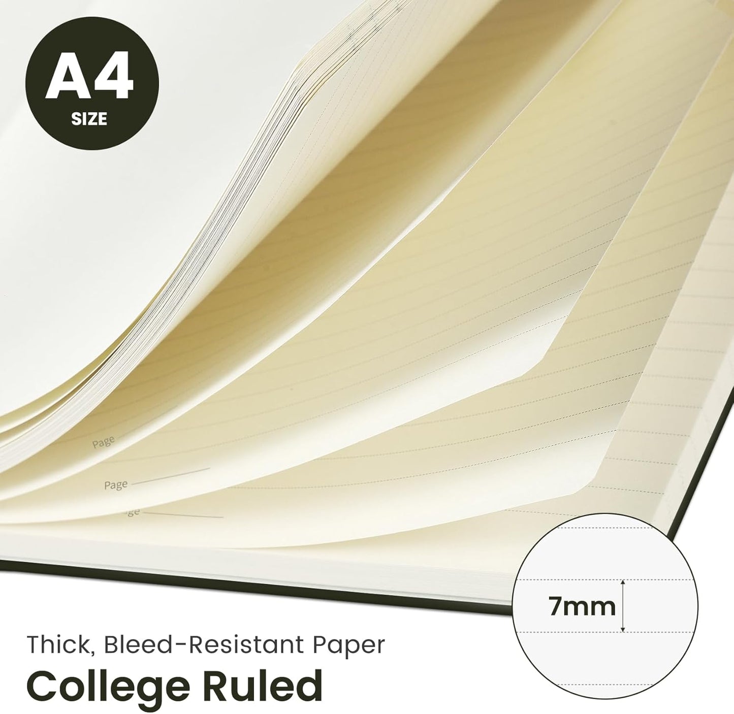 Taja Spiral Lined Notebook, 8.5"x11" Notebooks for Work, Large A4 Journal for Women & Men, College Ruled Journaling Notebook for Writing, Plastic Cover Spiral Journal, Olive