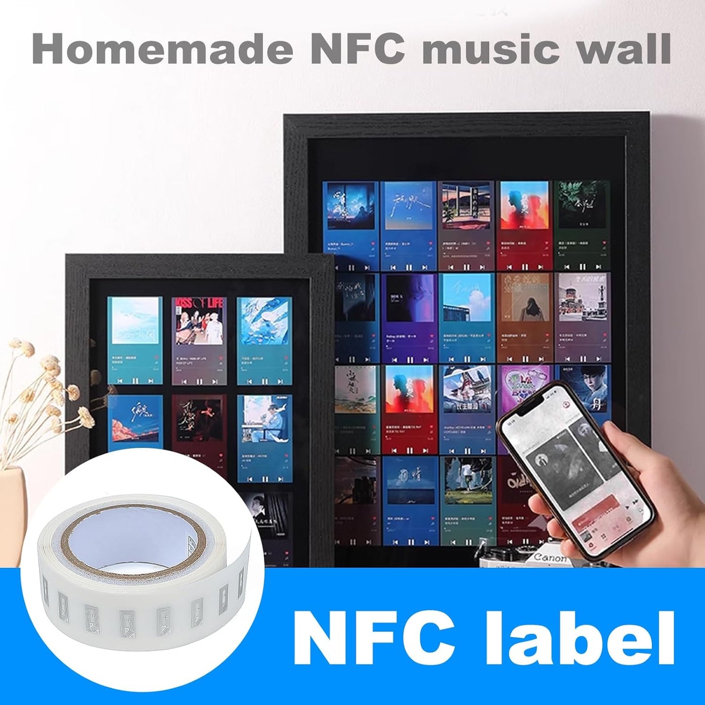 1000 PCS NFC Tags Sticker with NTAG213 Chip Blank NFC Stickers Adhesive Labels RFID Tags Rewritable 137 Bytes Memory Compatible with All NFC-Enabled Smartphones and Devices