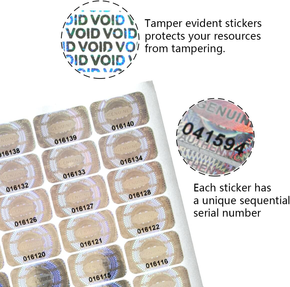dose not apply 300 Pcs Authentic Hologram Labels/Stickers Silver Transfer Tamper Evident Security Warranty Void Seals/Stickers High Security Proof with Unique Sequential Serial Numbering（1X0.6 inch）