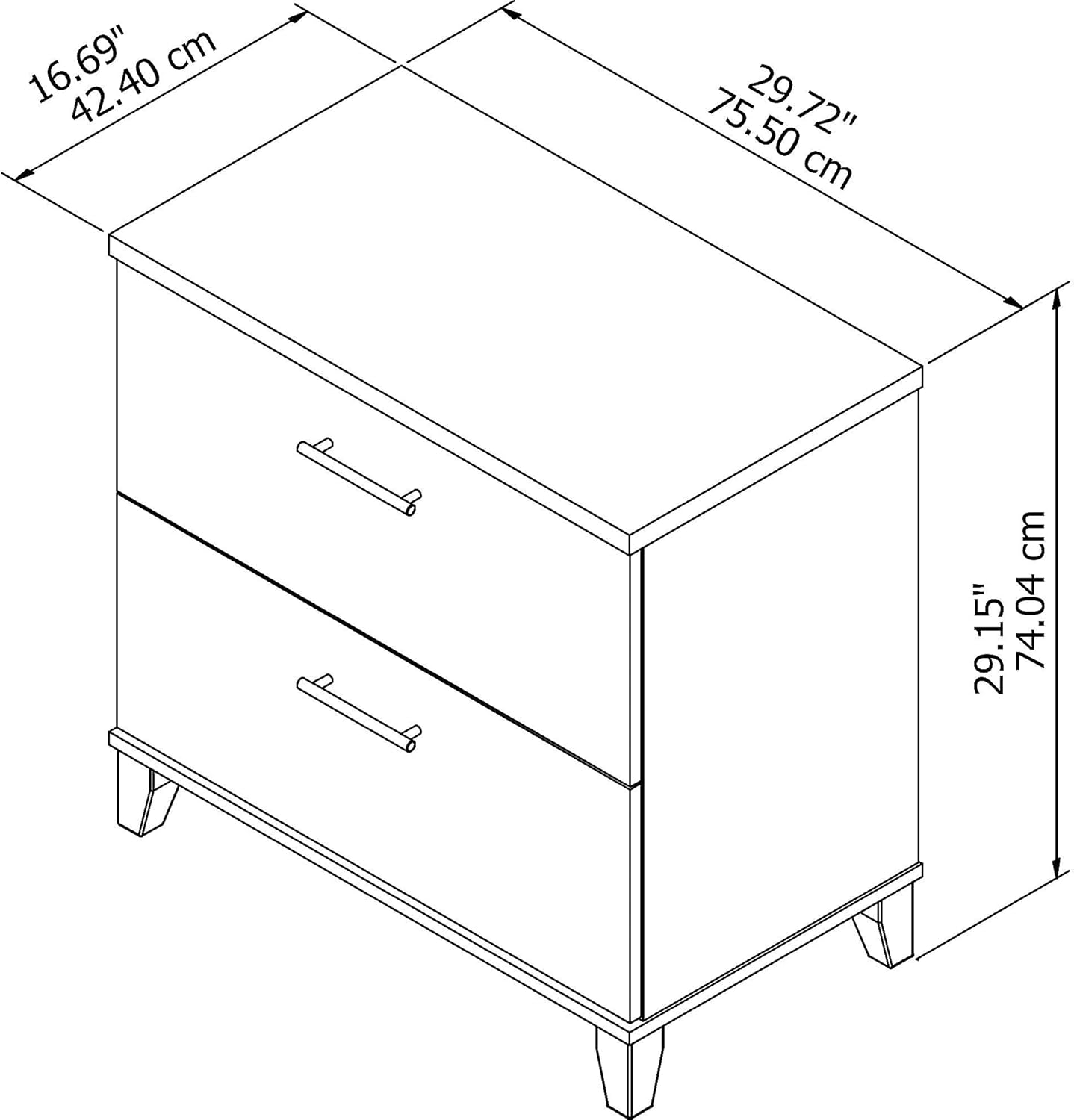 Bush Furniture 2 Drawer Lateral File Cabinet, Letter and Legal-Size Document Storage for Home or Professional Office, Somerset Collection, Maple Cross