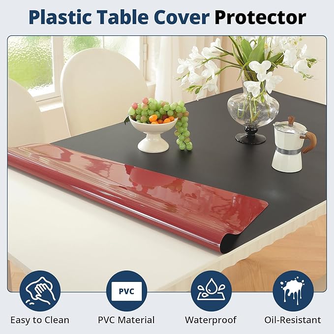 OstepDecor Black Table Cover Protector 30 x 60 Inch, 1.5mm Thick Plastic Table - Image 4