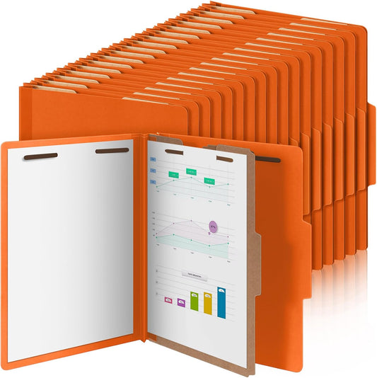 48 Pcs Classification Folders Letter Size, 1 Divider Pressboard File Folder with Fasteners, Expanding File Organizer Bulk for Teachers, Clergy, Office, Church, Christmas Donations (Orange)
