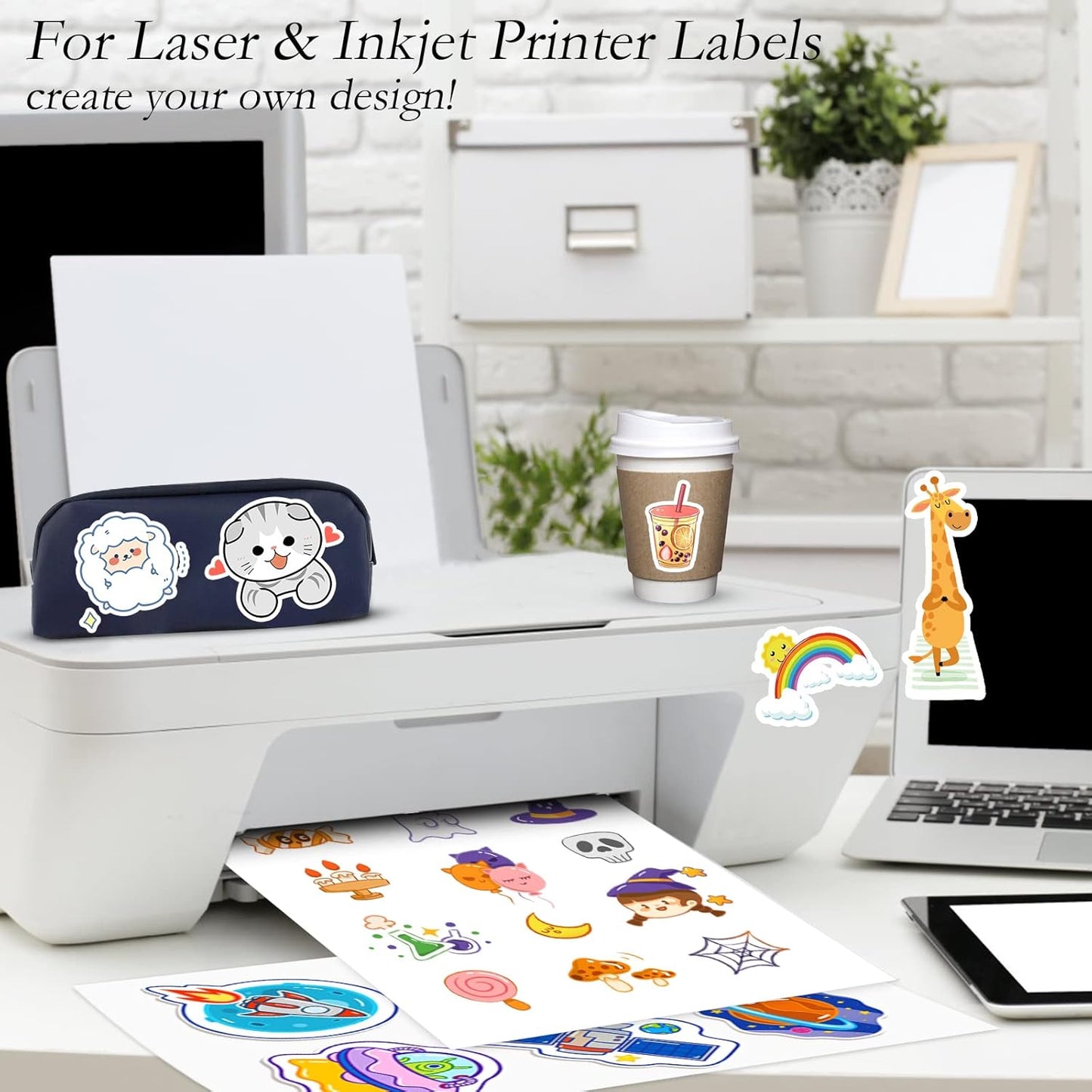 500 Full Sheet Stickers, 8.5" x 11", 500 Labels