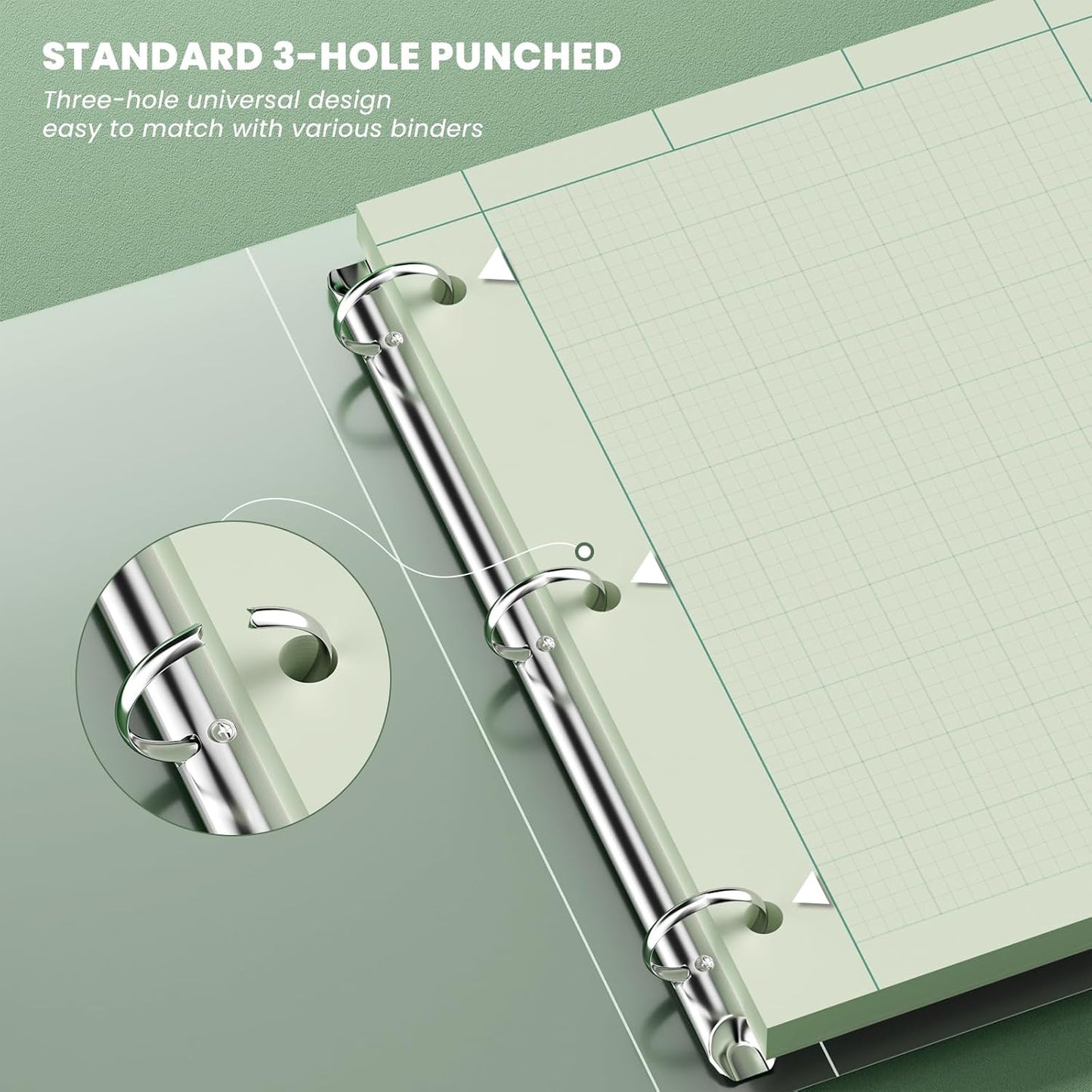 Engineering Computation Pad, 6 Pack Engineering Paper 8.5 x 11, 5x5 Quad Ruled, Top Glue Binding Engineering Notebook 8.5 x 11, 3-Hole Punched Grid Paper, Graph Paper Notebook 100 Sheets Per Pad