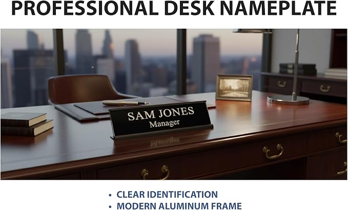 2" x 10" Aluminum Office Desk Nameplate Sign Holder 5 Pack - Image 6