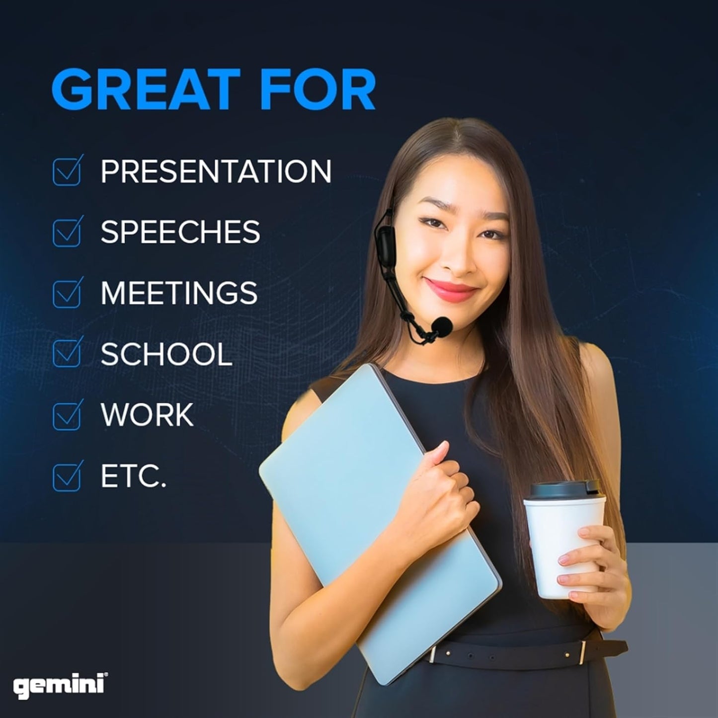 Gemini Sound UHF-02HL-S34 - Dual Channel UHF Wireless Headset & Lapel Mic System, Perfect for Fitness Instructors, Presenters, and Stage Performers