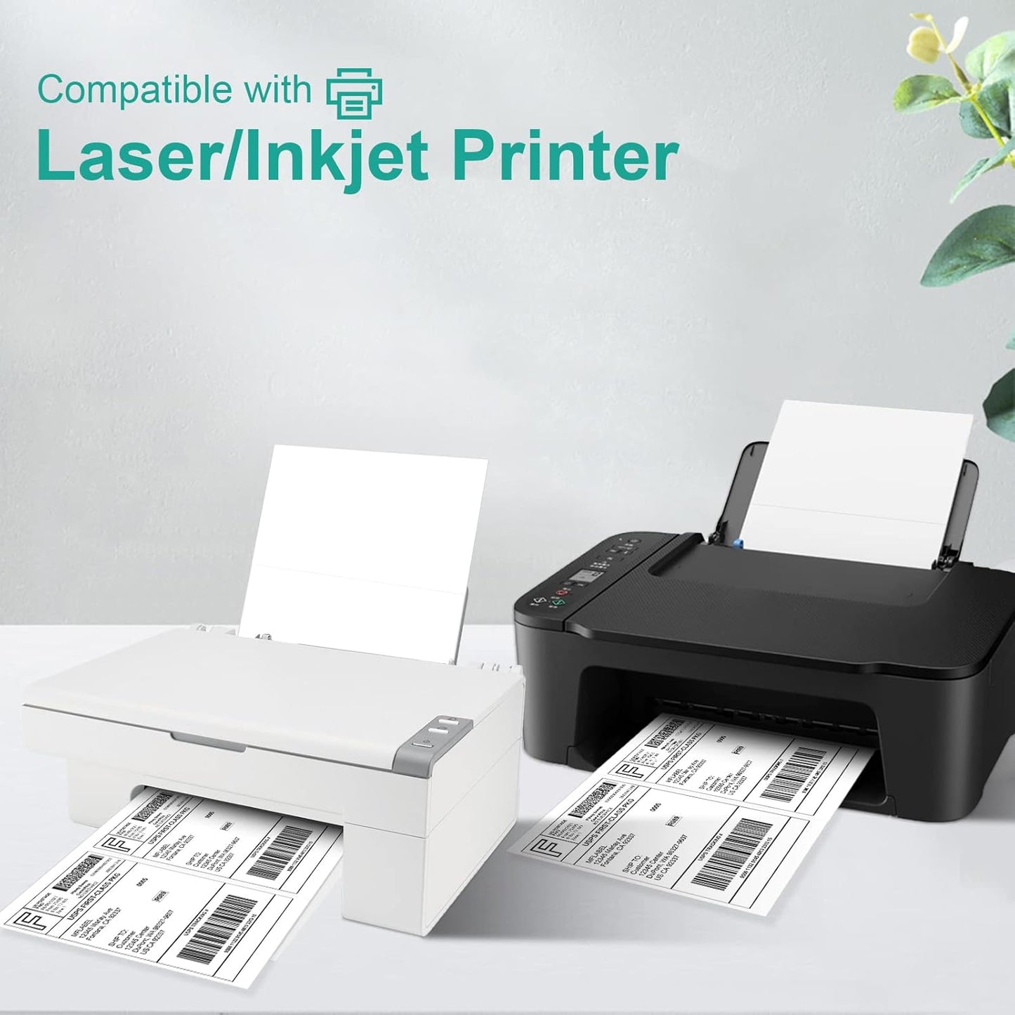 MFLABEL Half Sheet Shipping Labels - 200 Self Adhesive Sticker Sheets for Laser & Inkjet Printers, Waterproof & Smudge-Free, with 12 Free Fragile Labels for Packaging, Shipping and Crafting