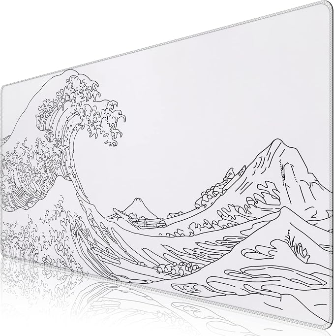 iCasso White Mouse Pad, Extended Gaming Mouse Pad, Large Stable Rubber Base by iCasso