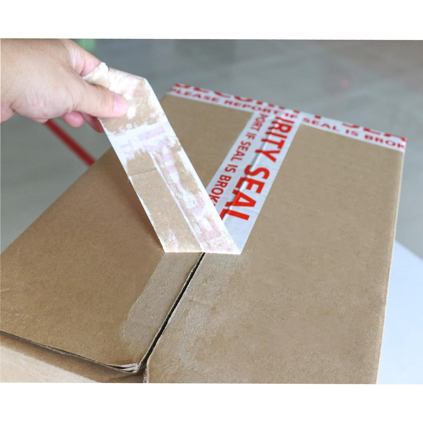 BOMEI PACK Security Seal Tape, Please Report if Seal is Broken Printing Packing Tape with Dispenser, 2.4mil 2inch x 60yds, 6Rolls Heavy Duty Fragile Tape Refills for Shipping, Moving and Sealing