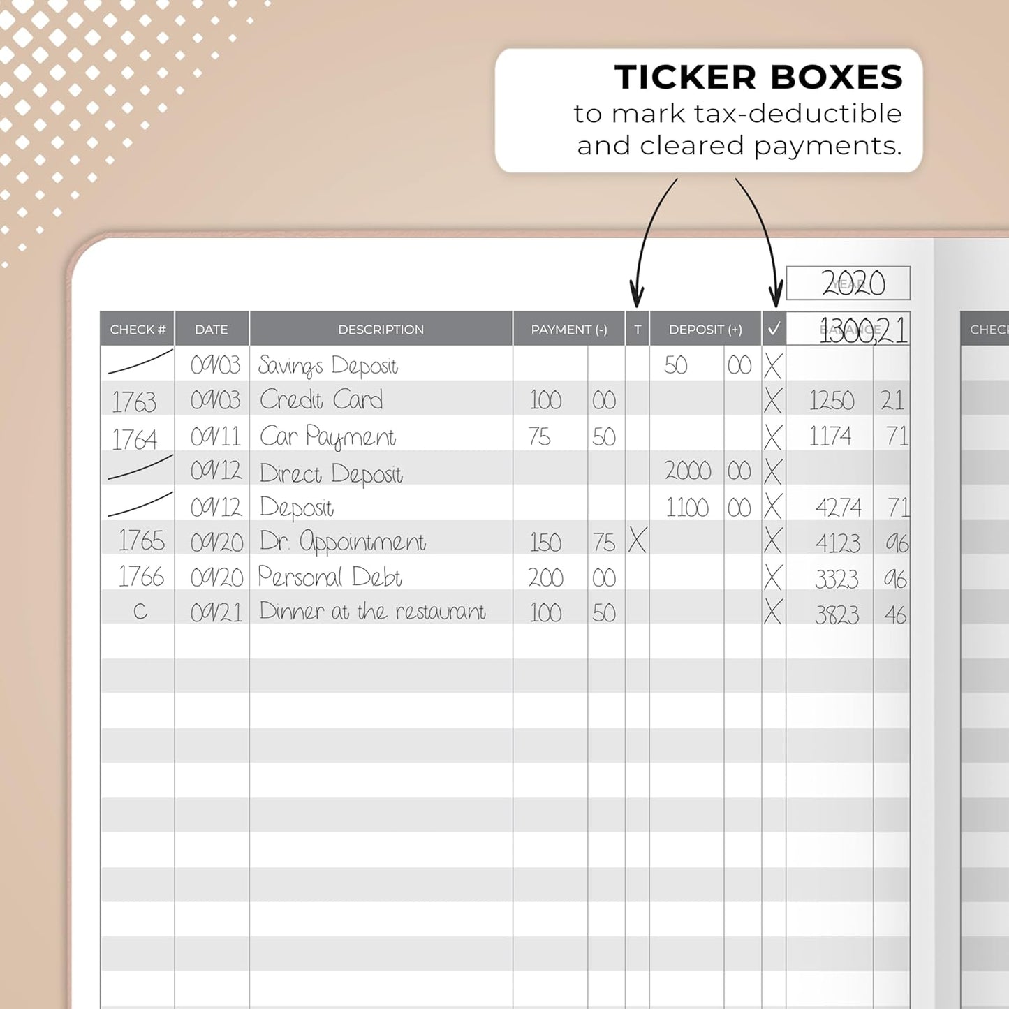 Clever Fox Check Register Book - Deluxe Transaction Register, Accounting Ledger Book, Checkbook Register & Checking Account Register Book for Personal and Work Use, Large Size, 7x10” - Rose Gold