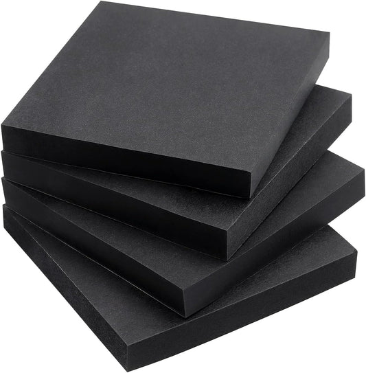 Sticky Notes 3x3 Self-Stick Notes Bright Colors Sticky Notes 4 Pads 90 Sheets/Pad (Black)