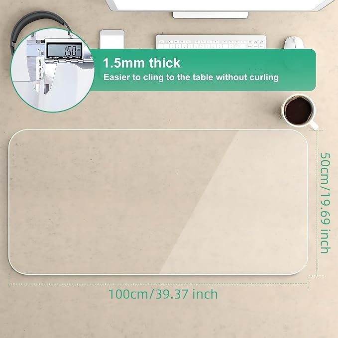 NATRKE Clear Desk Mat Pad, 39.4"x19.7" Large Transparent Computer Desk Mat - Image 8