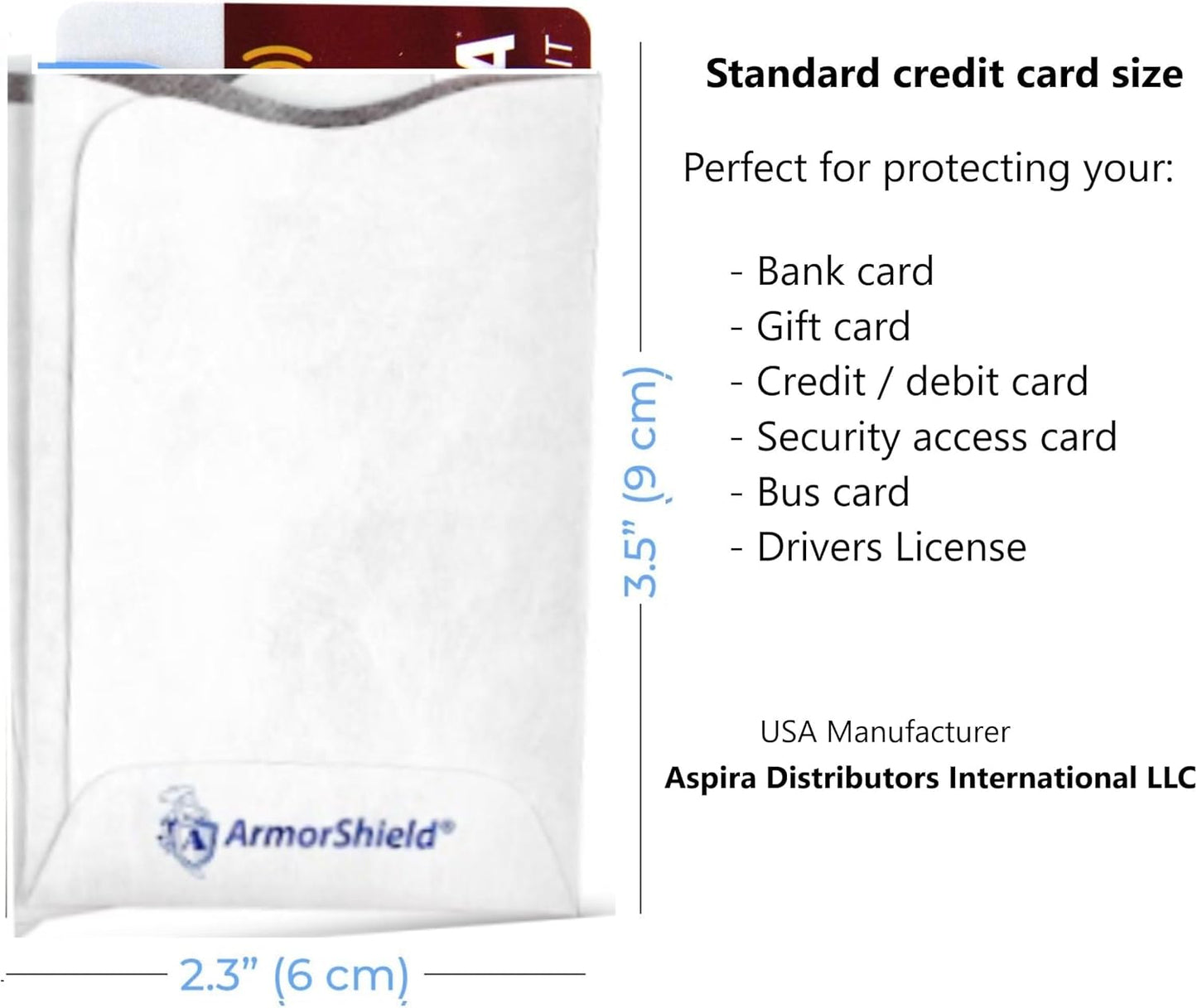 Semper Paratus Gear TYVEK Credit Card Sleeves Protectors 100% MADE IN USA - For Travel wallet or purse. RFID Blocking 13.56 Blank White SPG-TYVEK-RFID-CCP Semper Paratus