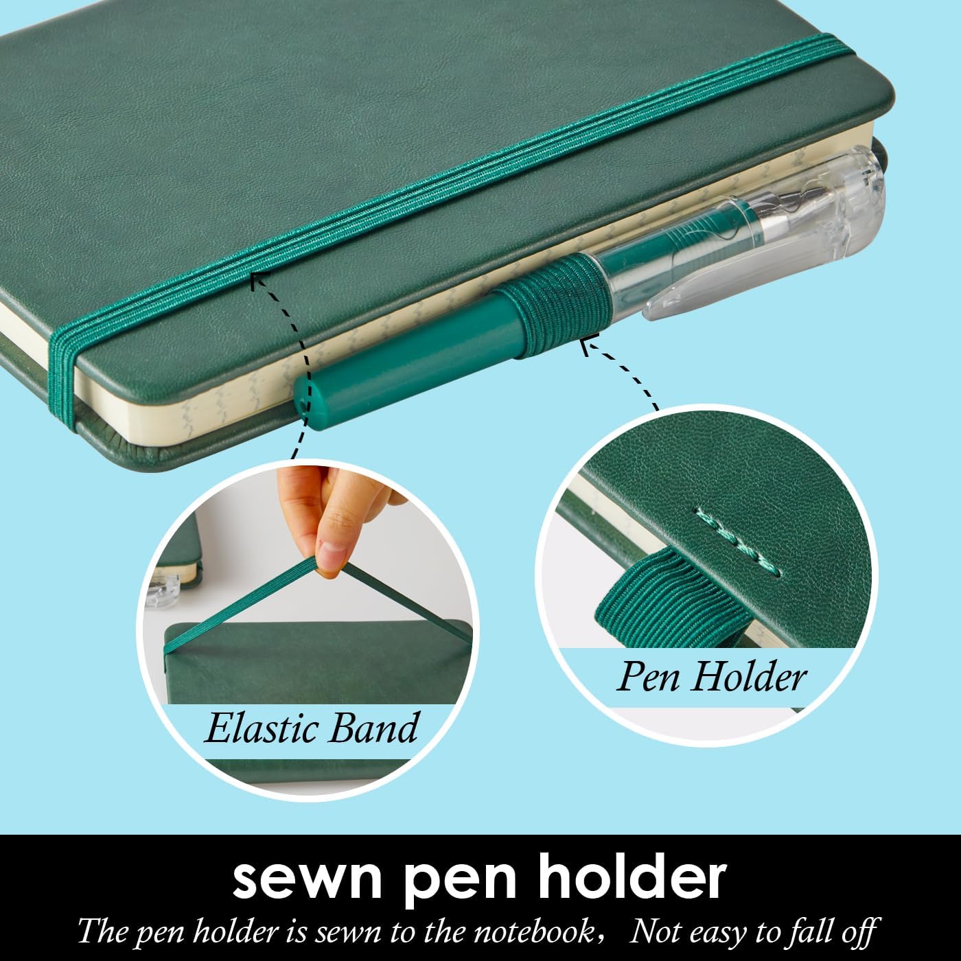 Small Notebook Journals, 3 Pack Mini Pocket Note pads for Men & Women Writing, A6 Small Leather Notepad 3.7" x 5.7" with Pen, Black, Red, Green