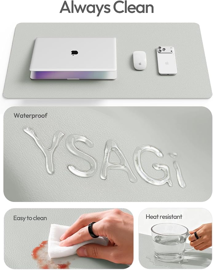 YSAGi Leather Desk Protector, Office Mat, Large Mouse Mat, Non-Slip PU Leather - Image 7