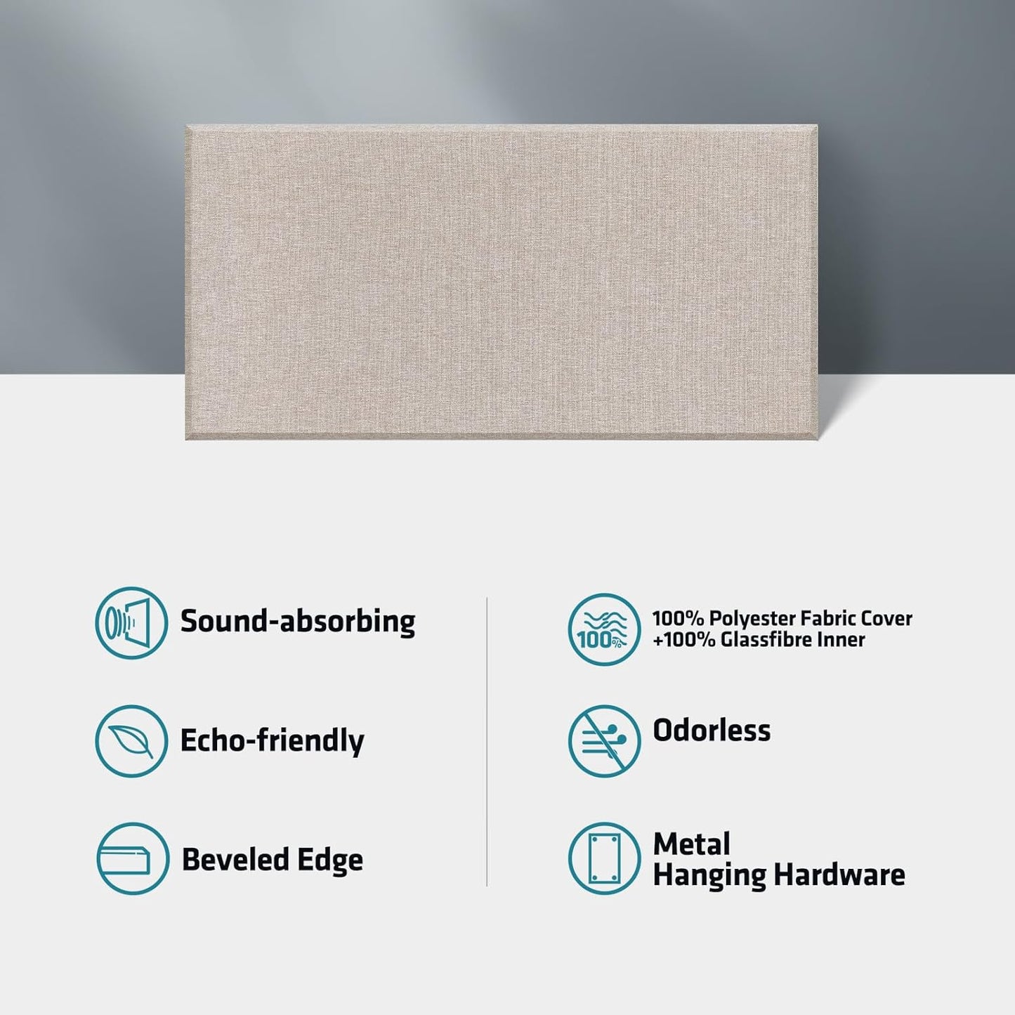 UMIACOUSTICS 4 PCS Acoustic Panels with Hanging Brackets, 2” Thick Fiberglass Sound Proof Panels Removable for Studios, Office, Home Theater Wall- Linen