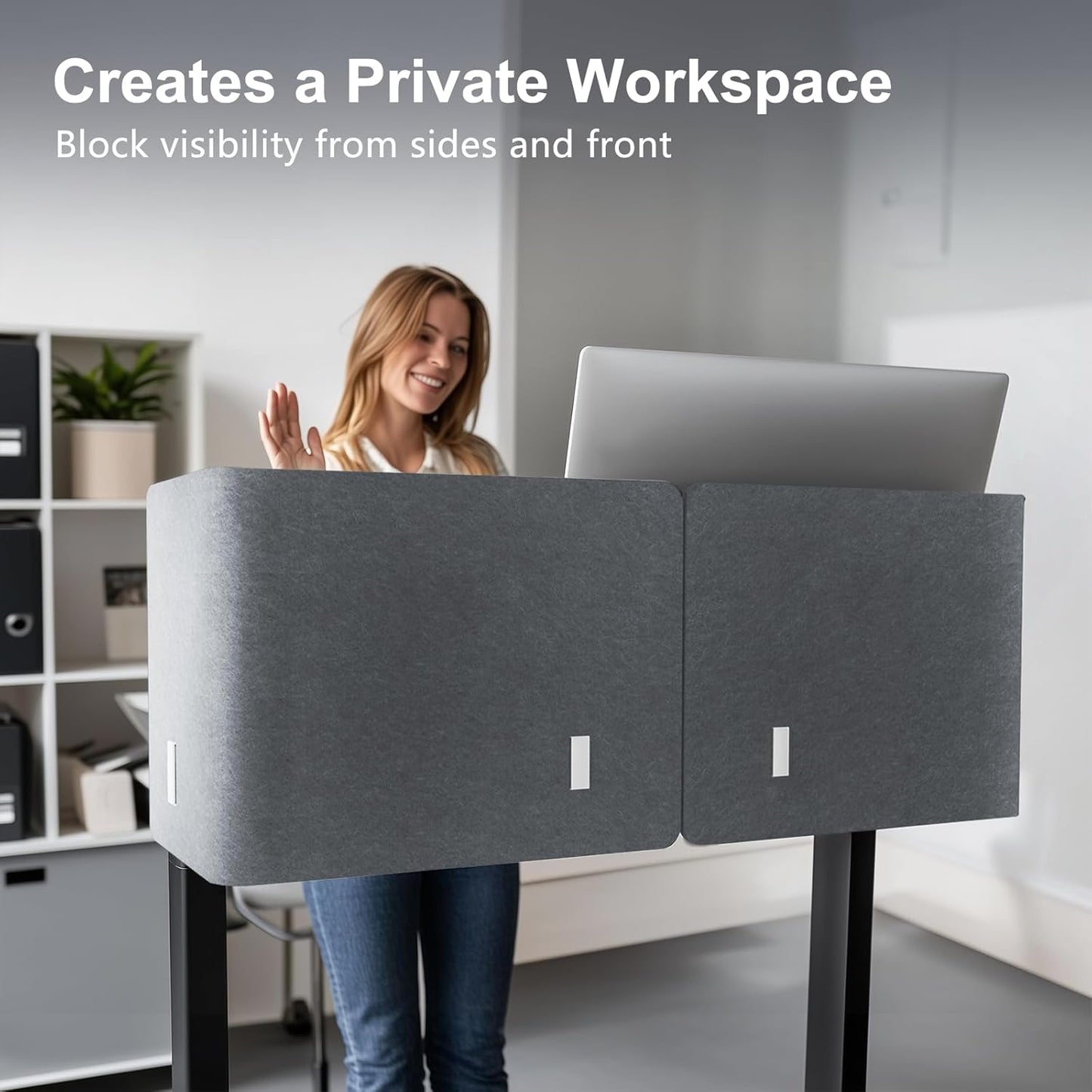 2-in-1 Adjustable Desktop & Under Desk Privacy Panel - 2PCS L-Shaped Acoustic Desk Divider That Reduce Noise and Visual Distractions, for Home Office Classroom (Grey, 39.4" x 15.7")