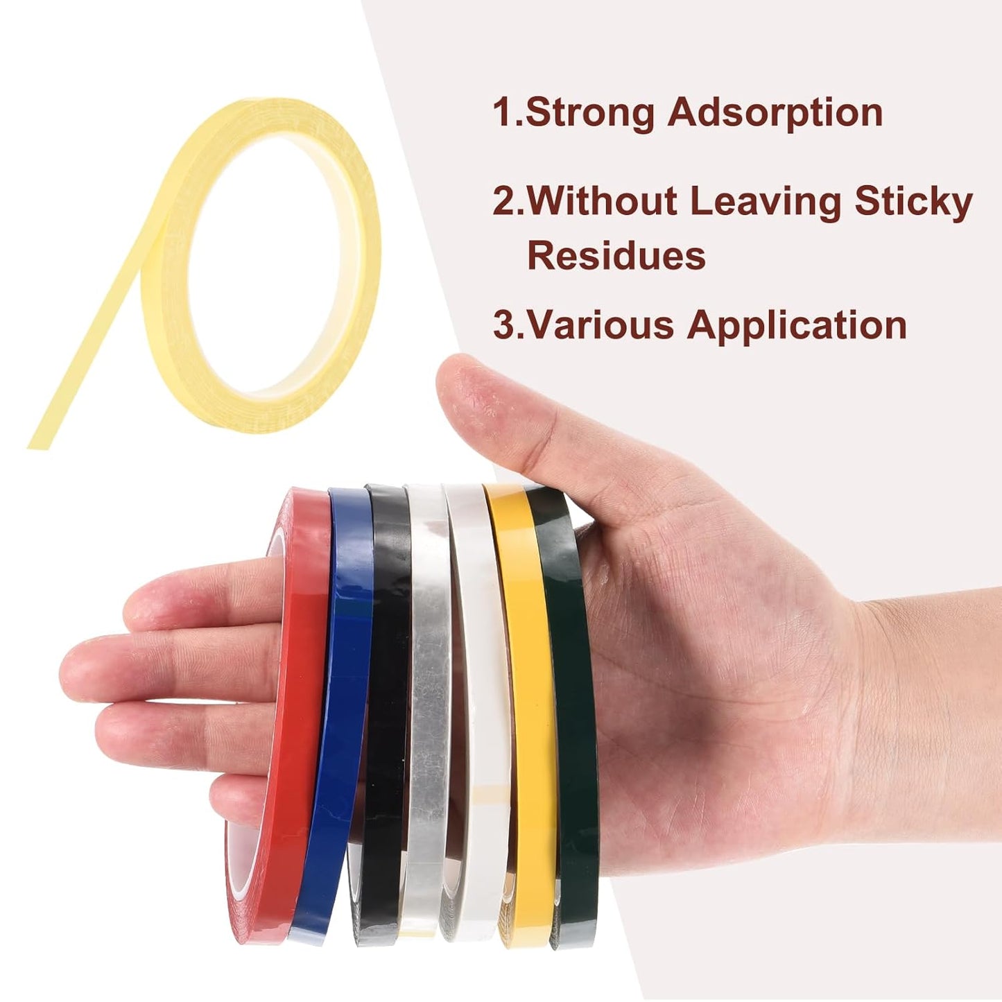 MECCANIXITY 10 Rolls Whiteboard Tape Graphic Chart Tape 8mm 54.7 Yard Art Tape Thin Self-Adhesive Pinstripe Tape Masking Tape for Gift Wrapping Craft Supplies, Light Yellow
