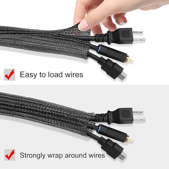 10ft - 1/2 inch Cord Protector Cable Sleeve Split Wire Loom Tubing - Image 2