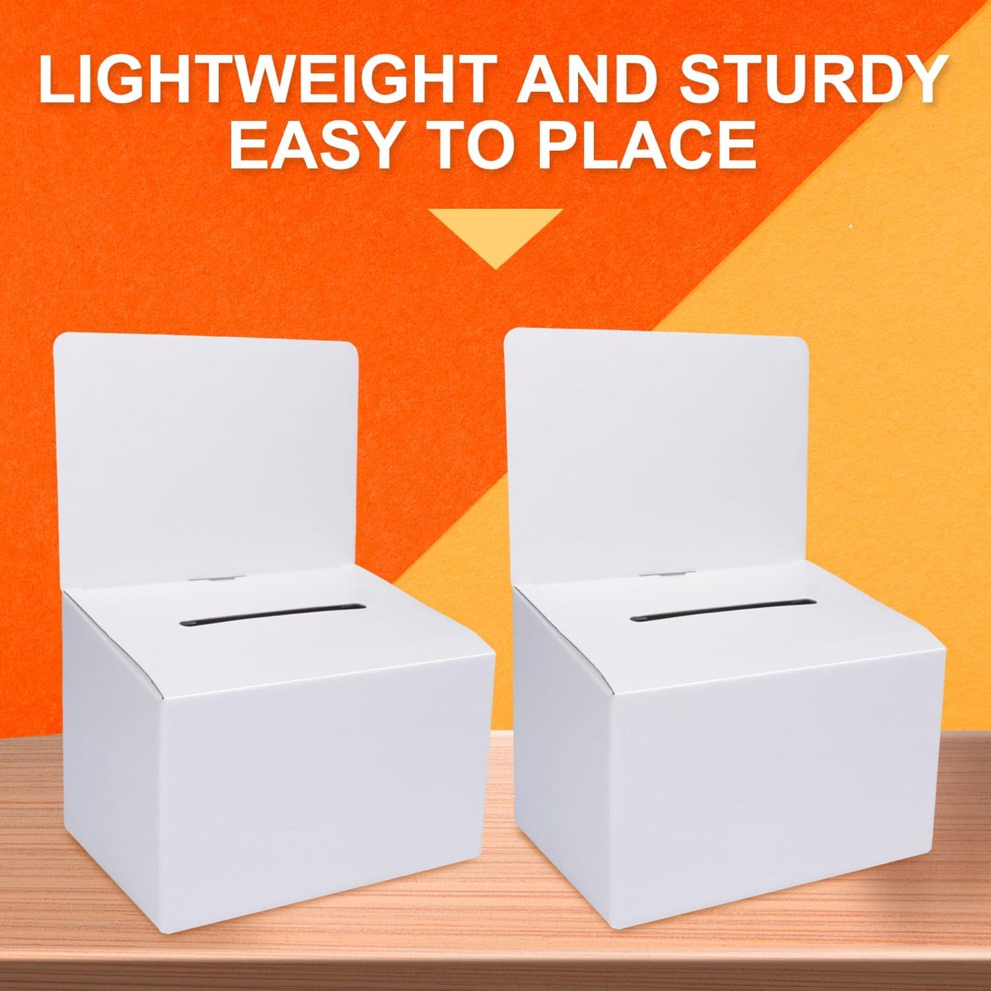 GRAWUN 6 Pack Cardboard Ballot Box with Slot, White Glossy Raffle Boxes 6.5x4.5x4.5Inch, Suggestion Boxes with Removable Slot,Donation Boxes for Fundraising, Collecting Card and Voting Contest
