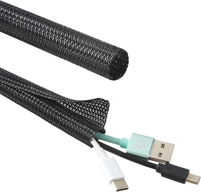 Split Wire Loom 3/4 Inch 25ft, Braided Cable Sleeve - Image 9