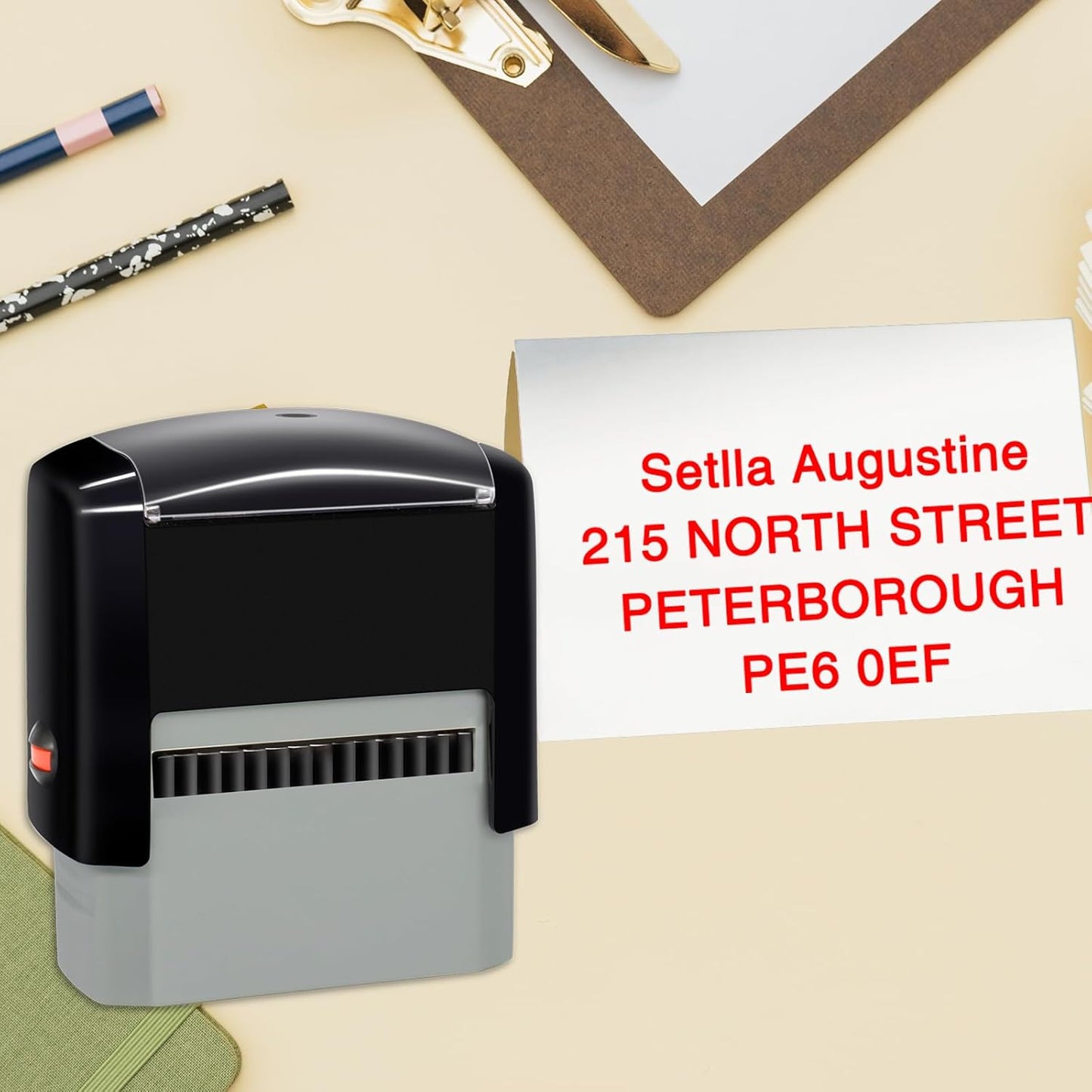 Personalized Stamp Custom Self-Inking Rubber Stamps for Business Customized Return Address with Name Date Up to 3 Lines-38x14mm
