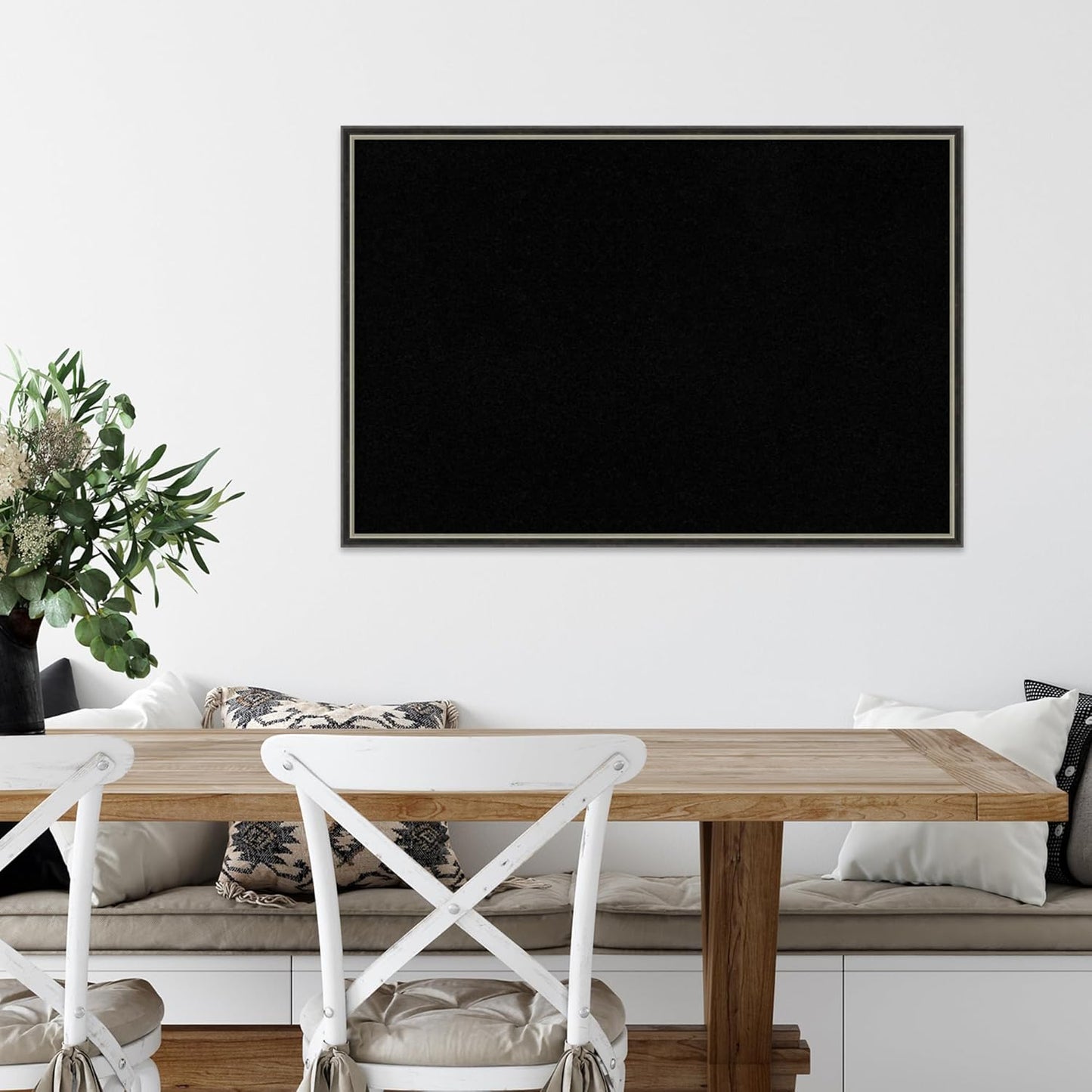 Amanti Art Black Cork Board for Wall, 25x37 Vision Board with Black Wood Frame, Large Corkboard Office Decor for Home Organization, Modern Corkboard Pinboard to Display Items for Home Organization in