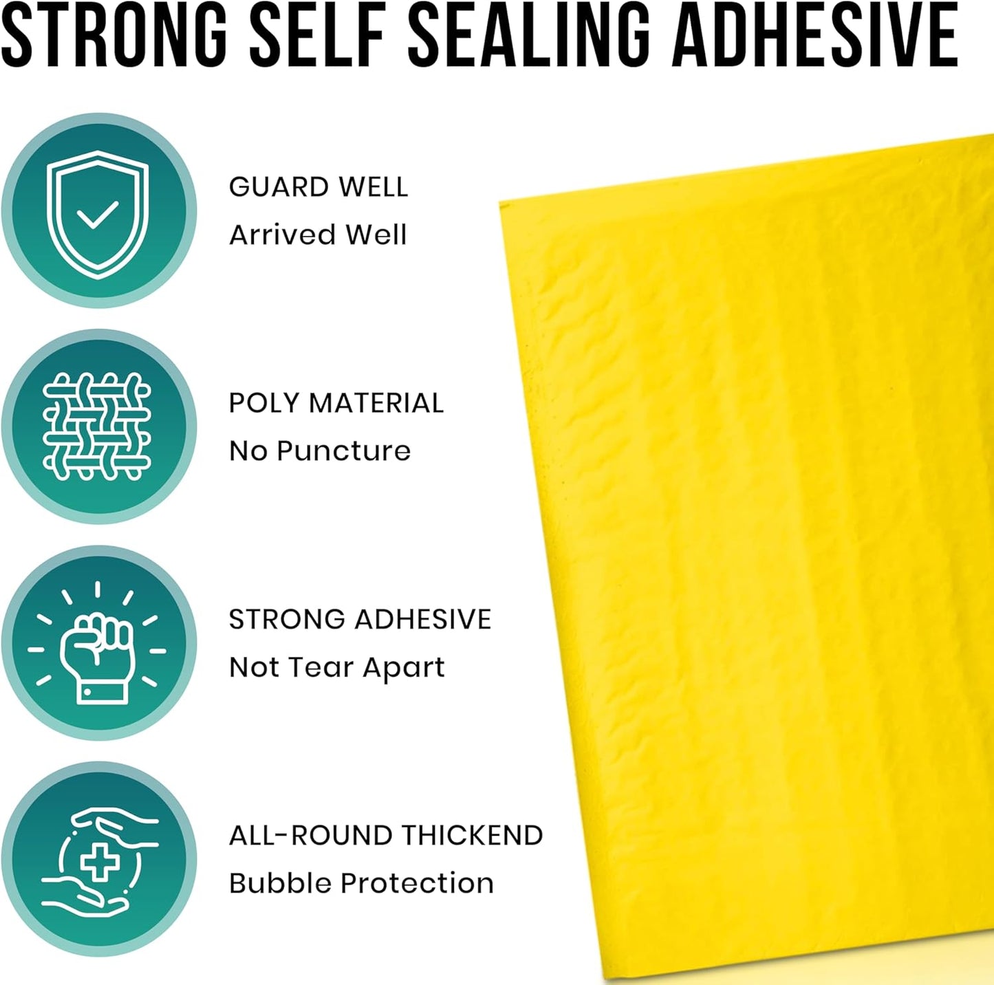 Levex - #2 8.5" x 12" [5 Pack] Yellow Poly Bubble Mailers, Padded Envelope Mailers, Packing Envelope & Mailing Bags for Shipping