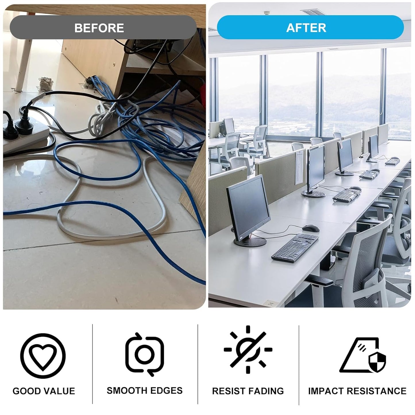 2" White Desk Grommet, JTemgle Flexible Cable Grommet Plastic Cable Hole Cover Wire Organizer Caps Desktop Cord Management for Home Office TV Stands Tabletops, 10 Pieces