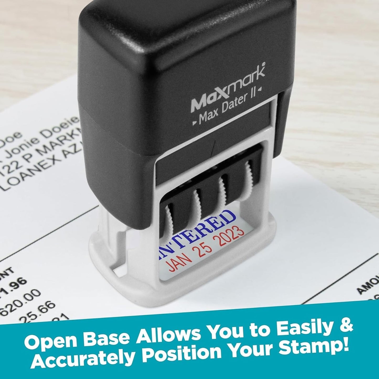 MaxMark Self-Inking Rubber Date Office Stamp with DEPOSITED Phrase & Date - Black Ink (Max Dater II), 12-Year Band
