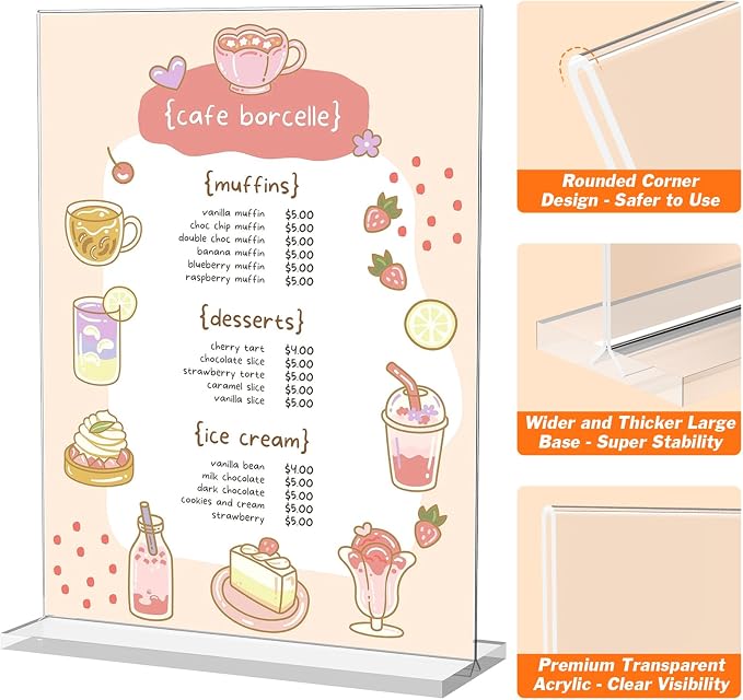 3 Pack Acrylic Sign Holder 8.5 x 11 Inches, Vertical Flyer Display, Table Paper - Image 4