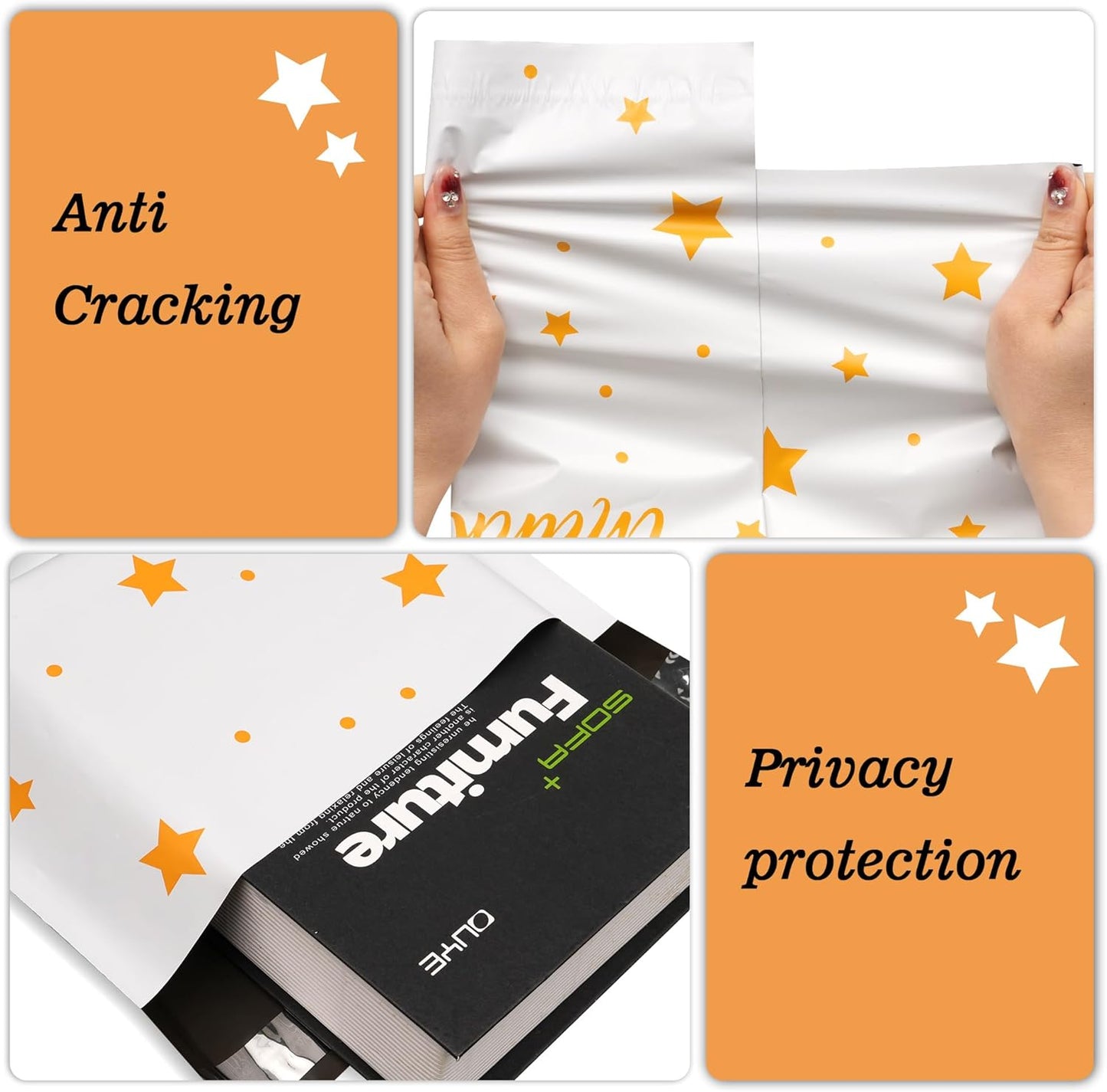 Thank You Poly Mailers 12x15.5 Inch 50 Pcs - Pentagram printed Shipping Bags, 2.4mil Thickness, Waterproof and Tear Resistant Mailing Envelopes, Self-Sealing Packaging Bags for Small Business