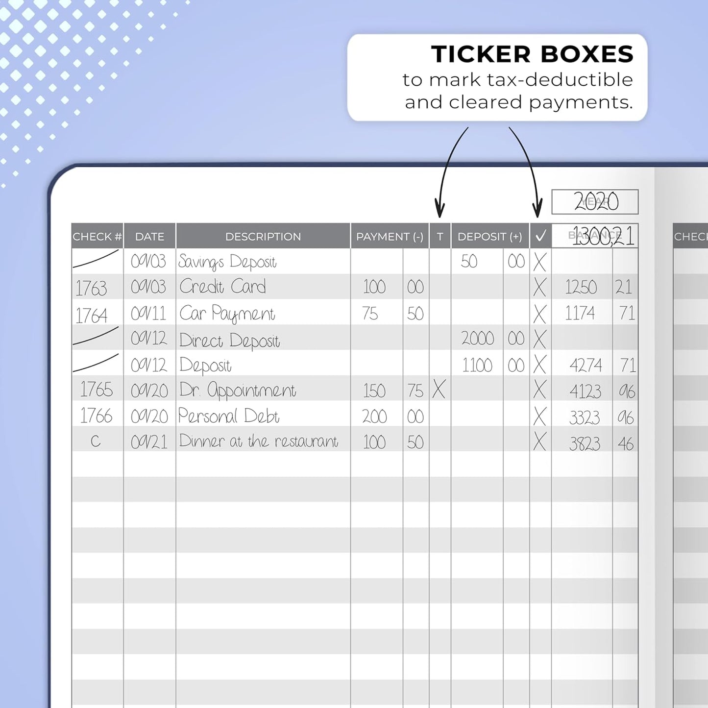Clever Fox Check Register Book - Deluxe Transaction Register, Accounting Ledger Book, Checkbook Register & Checking Account Register Book for Personal and Work Use, A5 Hardcover - Dark Blue