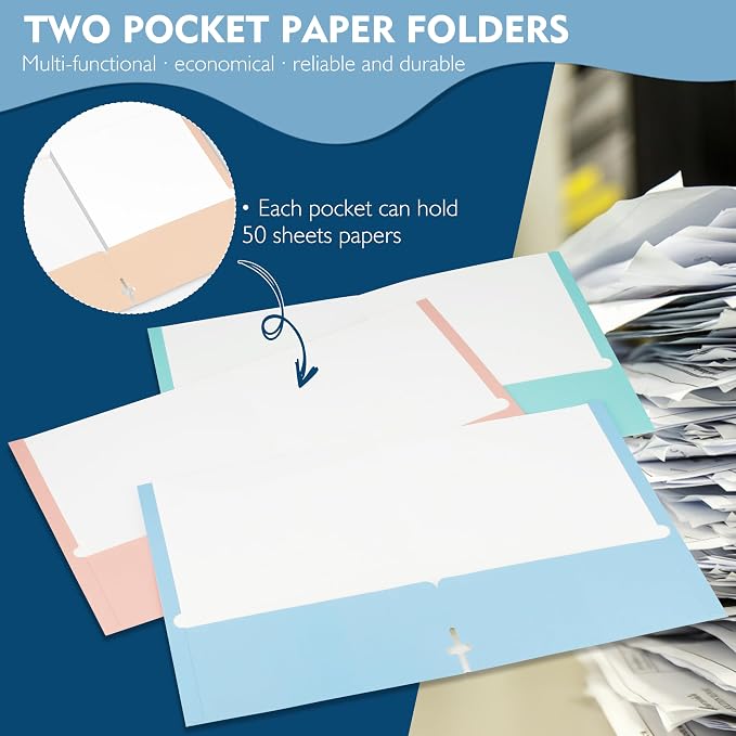 pmybupo 50-Pack Folders with Pockets, Paper Earthy Orange Two-Pocket Folders - Image 3