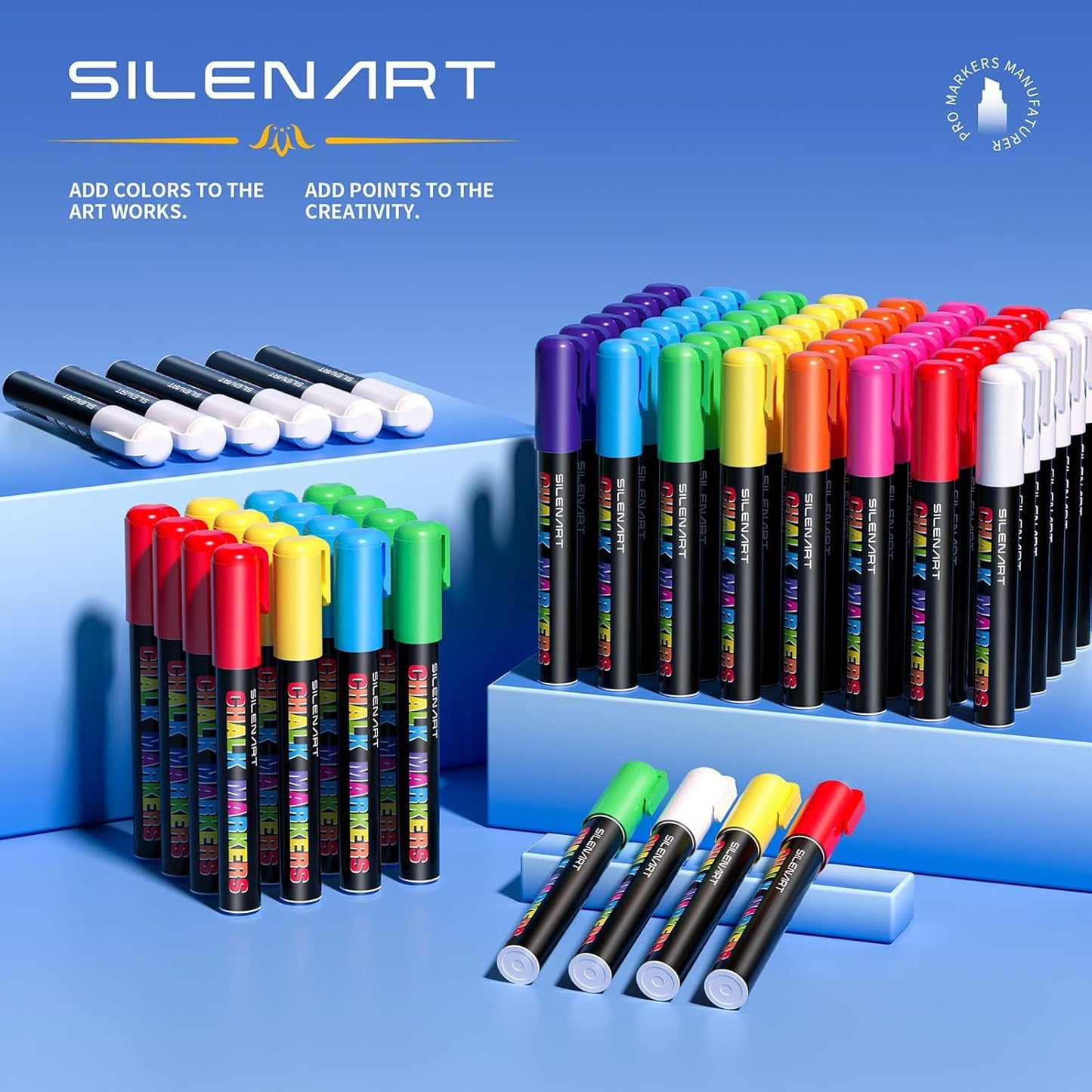 SILENART Liquid Chalk Markers Pink - 15mm Jumbo Tip Car Marker - Wide Thick Window Chalk Pen for Chalkboard, Window, Glass, Mirror, Blackboard