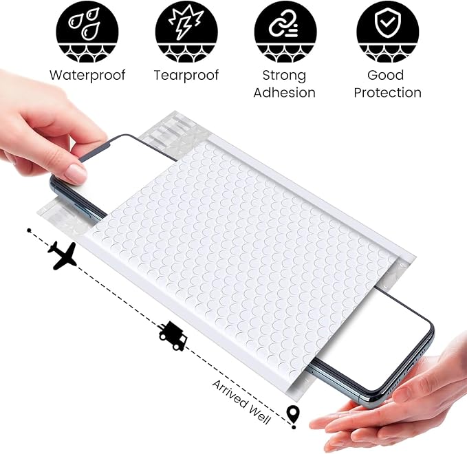 Fuxury Bubble Mailers 6x10“ 600 Pack White Padded Envelopes Usable Size 6x9" - Image 7