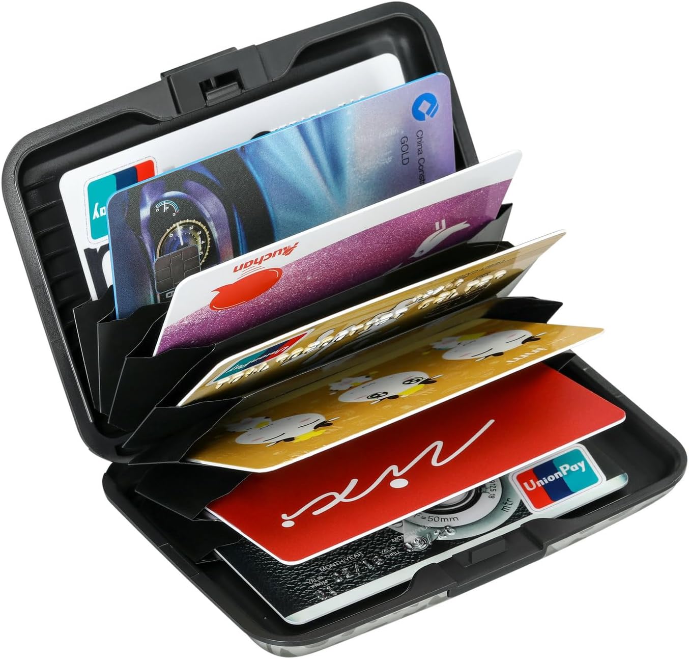 ELFISH Mini RFID Aluminum Wallet Credit Cards Holder Business Card Case Metal ID Case for Men Women(Grey Leopard Print)