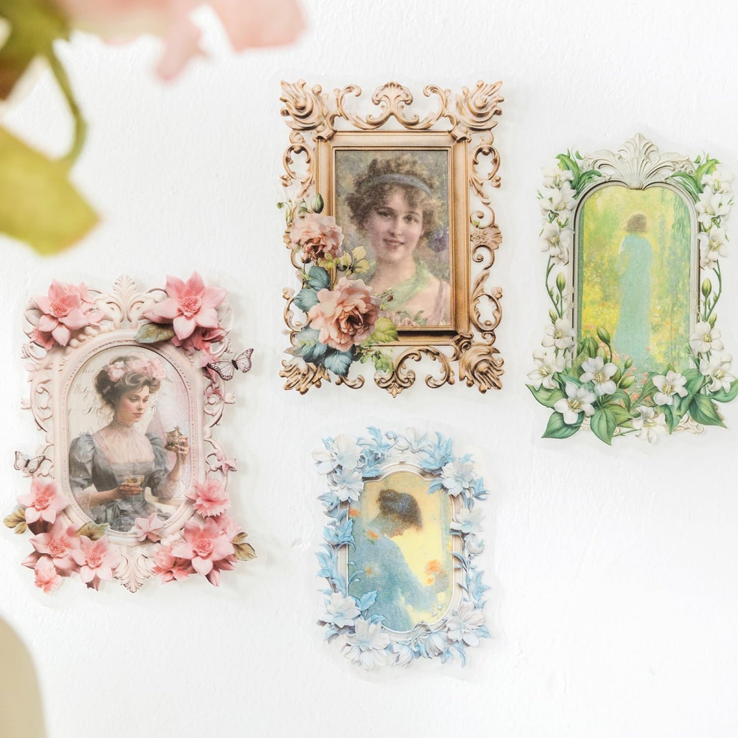 Alideco 120pcs Scrapbook Stickers Romantic Flowers Scrapbooking Junk Journal Crafts Embelishment Decoration Diary Stickers (huakuangbowuguan)